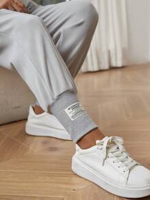 SHEIN Maternity Wideband Waist Slant Pocket Pants - Apricot - View 5