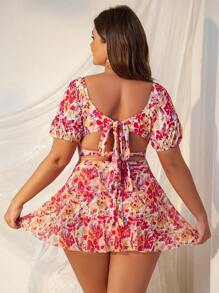 Swim Mod Summer Beach Women's Plus Size All Over Print Bikini Set (Full Body) - Multicolor - View 2