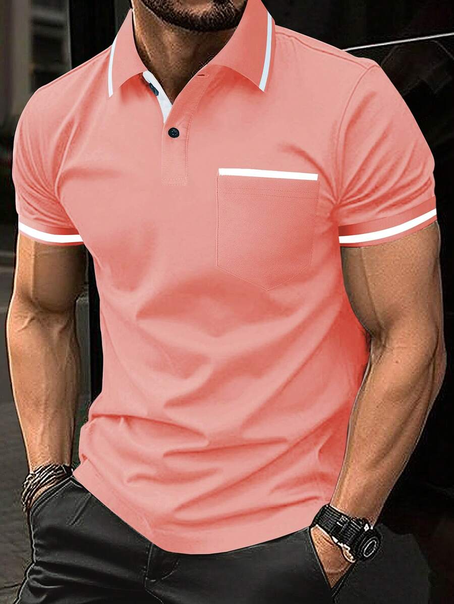 Manfinity Homme Men's Contrast Color Edge Polo Shirt | SHEIN USA