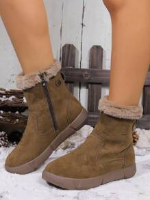 Winter Women's Flat Thermal Lined Snow Boots, 2023 New Arrival, Casual Style, Thick And Warm, Brown - Brown - View 6