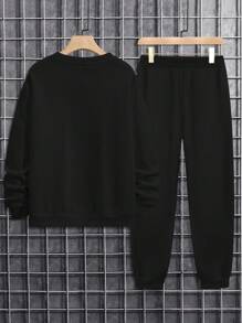 Manfinity Homme Trajes De 2 Piezas Con Estampado De Dibujos Animados Para Hombre - Negro - Ver 3