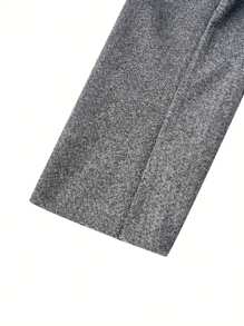 女士加大號灰色羊毛大衣,有尖領和雙排釦 - 灰色 - 查看 3