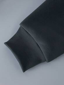 男款向日葵印花下肩連帽衫 - 深灰色 - 查看 5