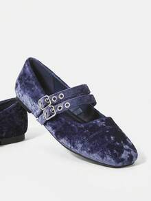 SheIn MOD Ladies Flat Bottom Shoes - Blue - View 2