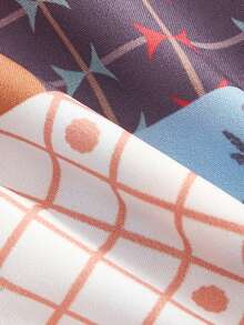 SHEIN MOD 女款花卉印花燈籠袖襯衫,正面繫結,心形領口 - 彩色 - 查看 4