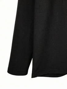Manfinity Homme Conjunto de 2 piezas de pantalón y top de manga larga de unicolor para hombres, conjunto de chándal de salir para hombres