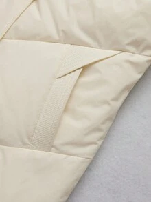 ZIAI 女式连帽加厚领大衣 - 米色 - 查看 6