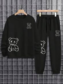 Manfinity Homme Trajes De 2 Piezas Con Estampado De Dibujos Animados Para Hombre - Negro - Ver 2