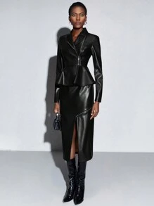 Maija Của phụ nữ Nhọn Vòng cổ Áo khoác - màu đen - Xem 3