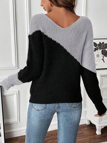 SHEIN Frenchy Women'S Color Block Drop Shoulder Sweater - Multicolor - View 2