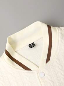 Manfinity Roghcode 男士字母刺繡棒球夾克 - 米色 - 查看 3