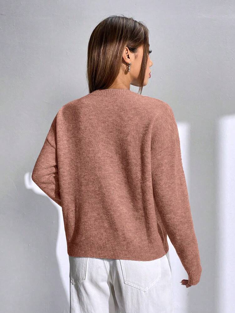 Casual Letter Pattern Knit Pullover Fall Winter Sweater