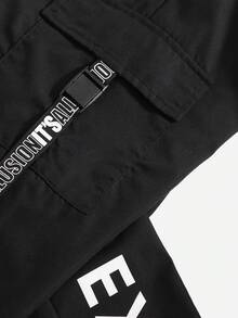 SHEIN Thiếu niên Con trai Lỏng lẻo Phù hợp Mô hình hoa In Dệt Đã bỏ túi Dệt Quần - màu đen - Xem 3