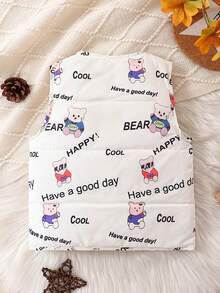 寶寶男孩冬季背心，印有字母和卡通圖案 - 彩色 - 查看 2