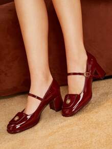 SheIn MOD Zapatos De Tacón Alto Para Mujeres - Burdeos - Ver 6