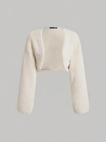 SHEIN MOD Women's Plush Open Front Jacket In Fall/Winter