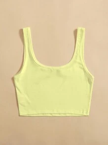 SHEIN Unity Crew Neck Cropped Tank Top - Yellow - View 2