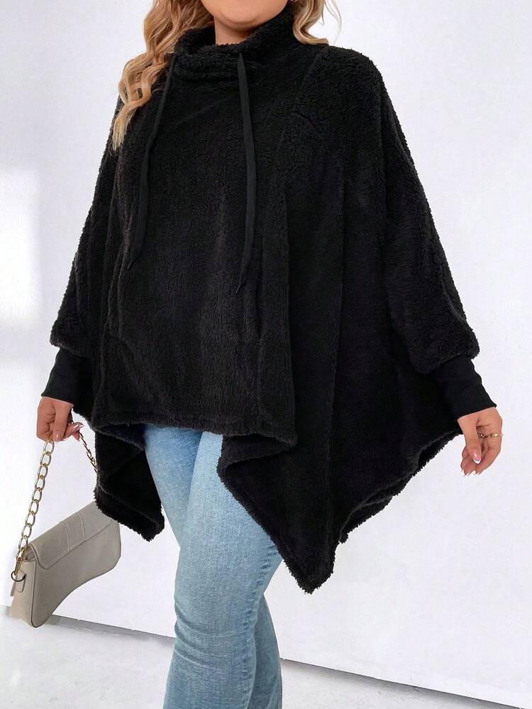Women's Plus Size Drawstring Batwing Sleeve Sweatshirt Pullover Fall Sweatshirt