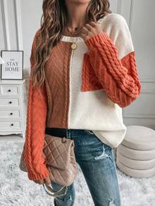 SHEIN LUNE Của phụ nữ Khối màu Thả vai Áo len - Nhiều màu - Xem 4