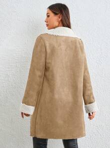 SHEIN Essnce 女款翻領連結保暖夾克 - 杏色 - 查看 2