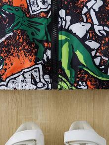 SHEIN 男童休閒恐龍印花長袖連帽夾克 - 彩色 - 查看 5