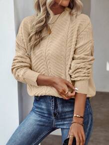 SHEIN LUNE Women's Solid Color Sweater - Apricot - View 1