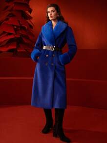 MOTF PREMIUM WOOL-BLEND FAUX FUR COAT - Baby Blue - View 5