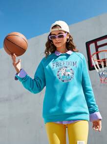 Streetz SHEIN Sport Round Neck Letter Print Raglan Sleeve Sport Sweatshirt