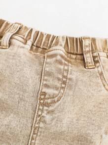 SHEIN Pantalones Vaqueros Rotos De Un Solo Color Para Niños