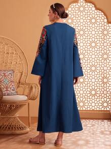 Al Najma Ladies' Patchwork Printed Long Sleeve Arab Dress