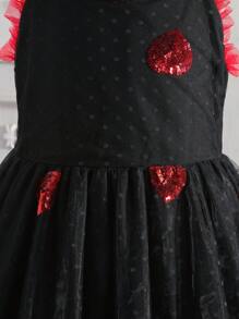 SHEIN Cô gái Lưới Ăn mặc trang trọng , Dây đai mỏng Bữa tiệc công chúa Lễ cưới Dạ hội Sinh nhật Trang phục dạ hội - màu đen - Xem 6