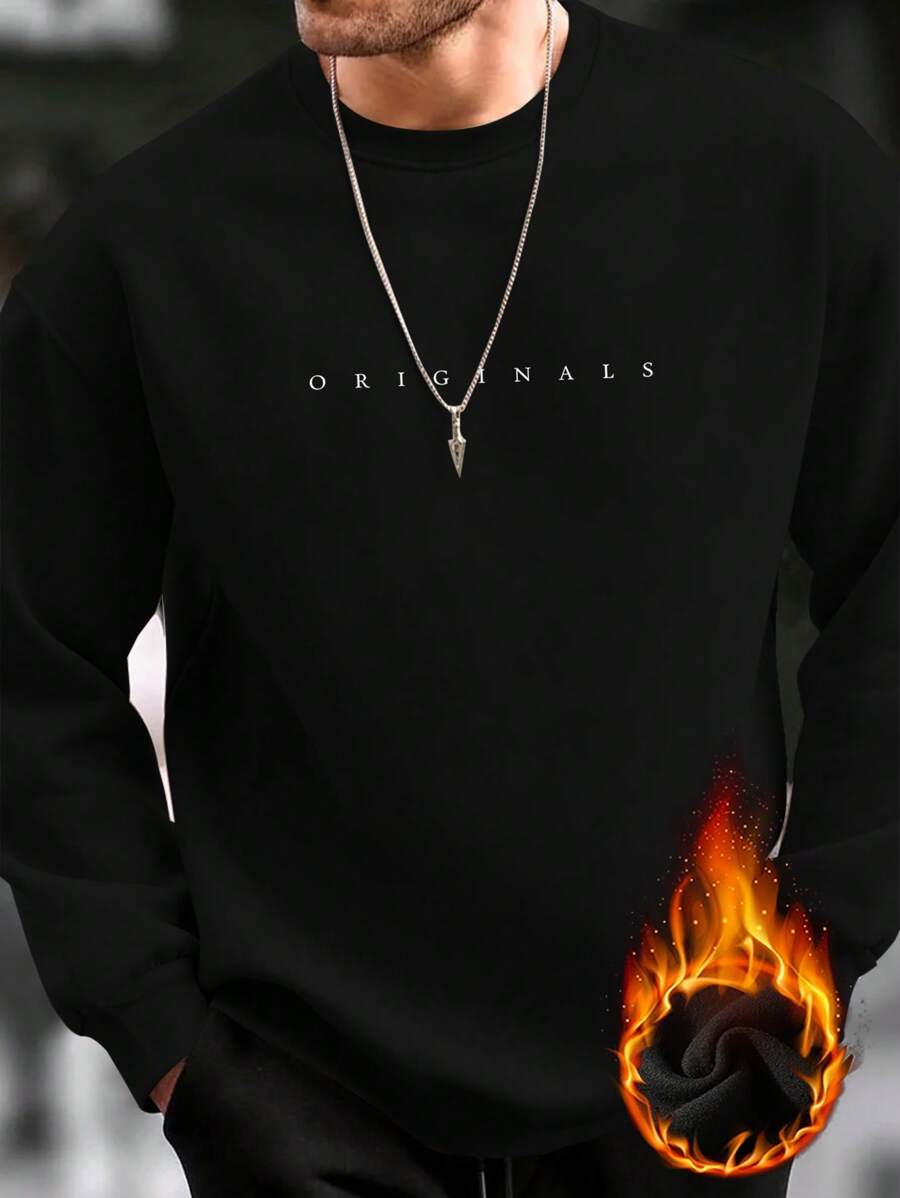 Manfinity Homme Men Letter Printed Long Sleeve Going Out Sweatshirt, Fall