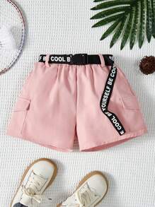 Girls' Casual Cargo Shorts - Pink - View 1