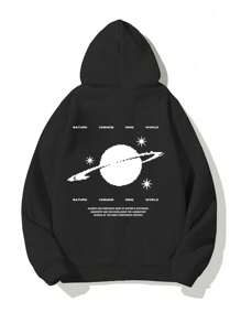 Artistic Print Men's Hooded Sweatshirt | Add Creativity To Your Style - Black - View 5