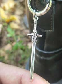 ROMWE Goth 2pcs/set Gothic Sword Pendant Shoe Decor, Unisex