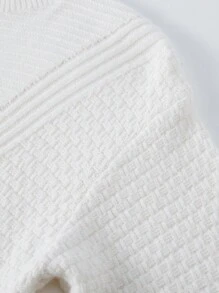 男童純色落肩毛衣 - 白色 - 查看 7