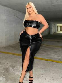 SHEIN SXY Women Plus Size Co-Ords Valentines New Years Women Outfit New Year Eve Dress Christmas Women Dress New Years Outfit Prom Dress Sexy Outfits Club - Black - View 6