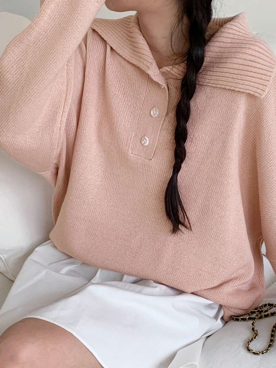 DAZY Ladies' Solid Color Batwing Sleeve Sweater - Pink - View 1