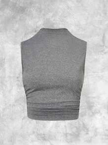 Calvaya Của phụ nữ Kích thước lớn Màu thuần Xếp li Áo ba lỗ - Nhiều màu - Xem 4