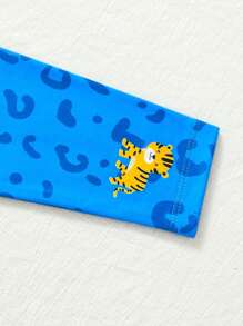 Boys' Fun Tiger Print Comfortable Pajama Set - Blue - View 7