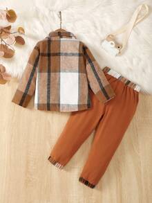 Em bé Con trai Mùa Xuân Và Mùa thu Đúng mốt Giải trí Kẻ sọc Tay áo dài Áo sơ mi + Lá thư In Quần Bộ - Nhiều màu - Xem 2