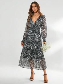 GENKIRA Floral Print Long Sleeve Women'S Dress Fall Cloth For Women - Multicolor - View 3
