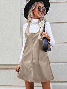 SHEIN LUNE Solid Color Women's Dress - Apricot - View 5