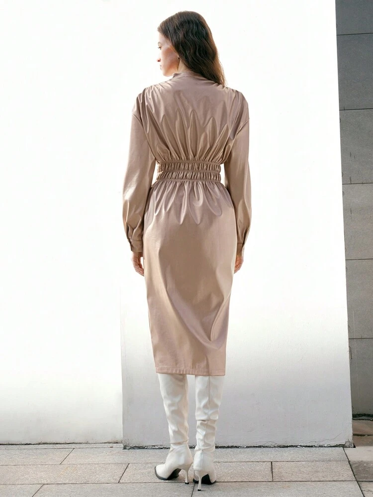 Women's Tie Neck Fitted Waist Dress