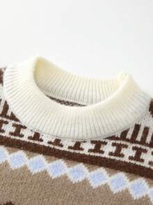 幼兒男童幾何圖案圓領毛衣 - 白色 - 查看 3