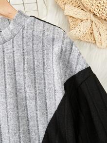 Teen Girls' Color-block Belted Midi Dress - Black - View 5