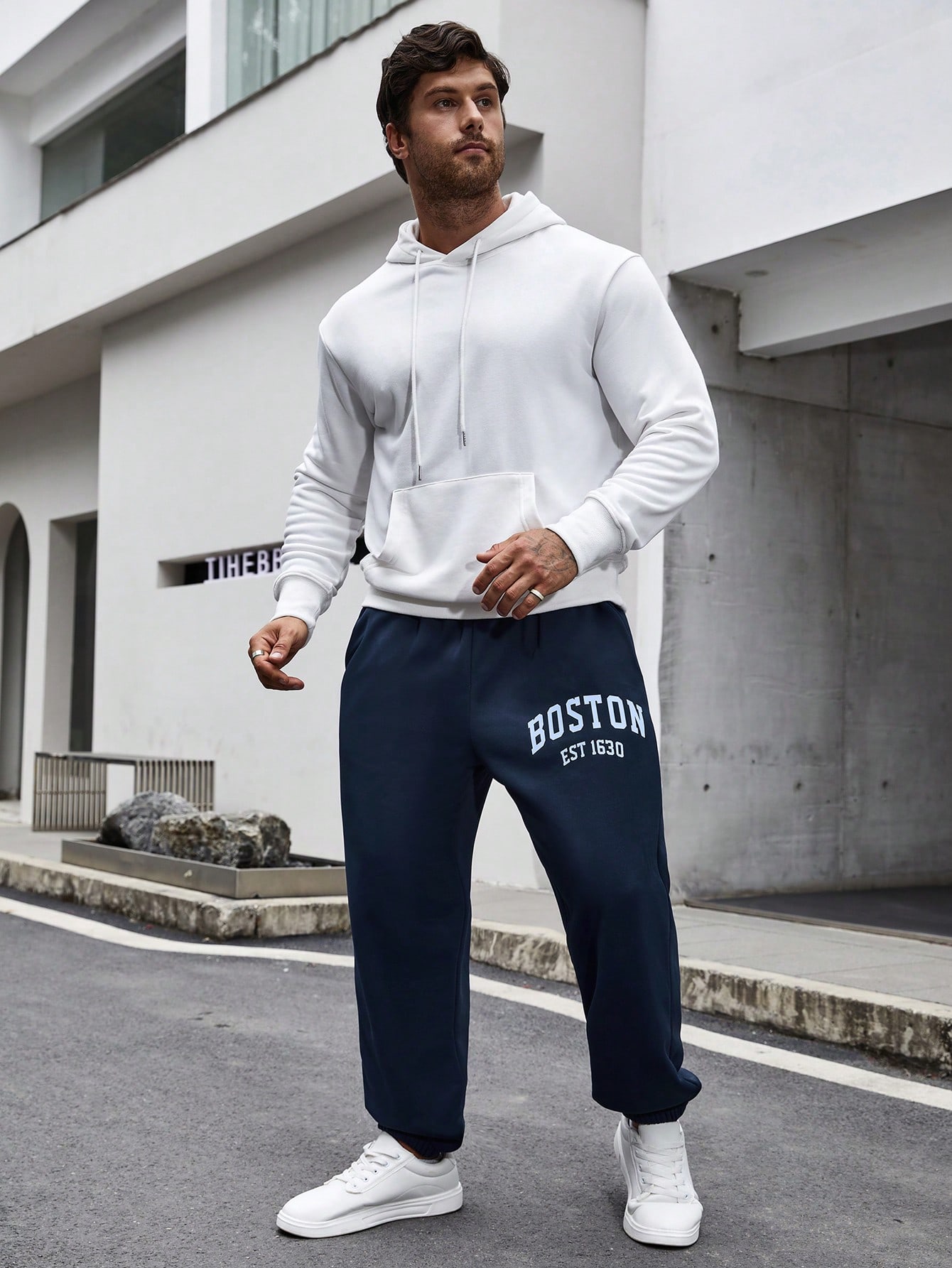 Joggingbroek voor heren, katoenen sportbroek, relaxbroek, trainingsbroek, elastische taille met trekkoord, lange sweatbroek, ademende broek, losse broek met zakken, grijs, L Lang