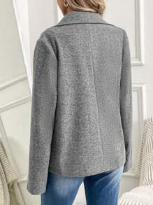 SHEIN Maternity Zipper Front Long Sleeve Coat - Grey - View 2