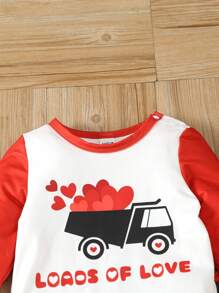 Baby Boy Cartoon And Text Print Bodysuit And Pants Set - Black and White - View 3