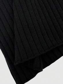 SHEIN Unity Hot Rhinestone Halterneck Hip-Hugging Sweater Dress With Black Sleeves Fall Cloth For Women - Black - View 4